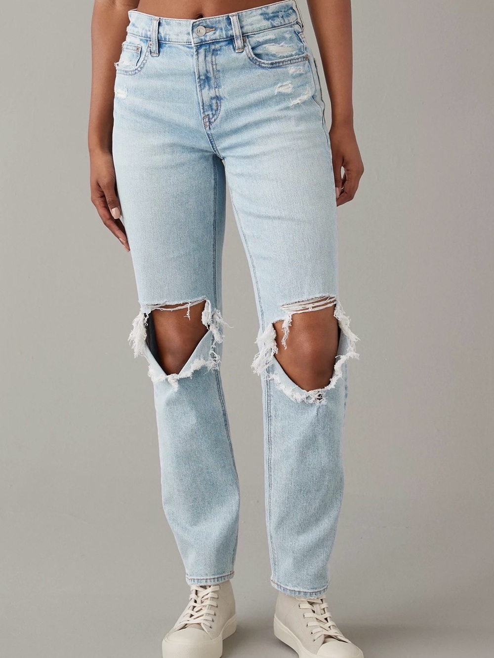 American Eagle Outfitters Light Blue Straight-Leg Jeans